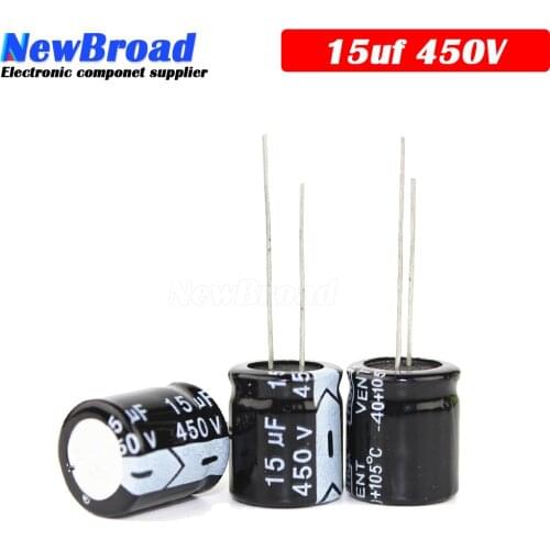 10PCS Original aluminum electrolytic capacitor 450V 15UF 400V 15UF plug-in multi specification 15UF 400V 450V 13*17 8*16MM Black