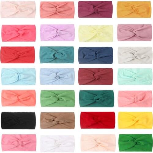 10pcs Headband Solid Color Twist Knitted Cotton Wide Turban Twisted Knotted Headwrap Baby Girls Hairband Hair Accessories