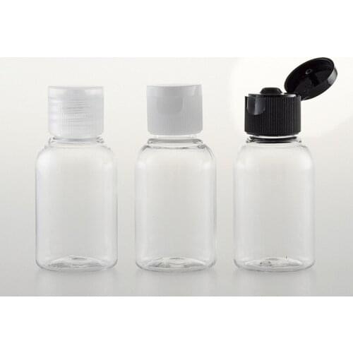 100pcs 30ml Empty Mini Clear Refillable Cosmetic Bottle With Plastic Flip Top Cap 30cc Capacity PET Shampoo Container