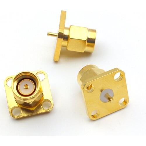 100pcs 4 hole SMA male panel mount Plug with solder post terminal RF Coax adapter