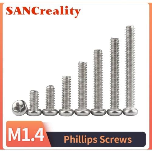 100Pcs M1 M1.2 M1.4 M1.6 M2 M2.5 M3 M4 DIN7985 GB818 304 Stainless Steel Cross Recessed Pan Head Screws Phillips Screws