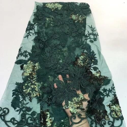 2021 Latest African Sequined Lace Fabric Embroidery French Mesh Sequined Lace Fabric Nigeria Tulle Lace Party ZX41011