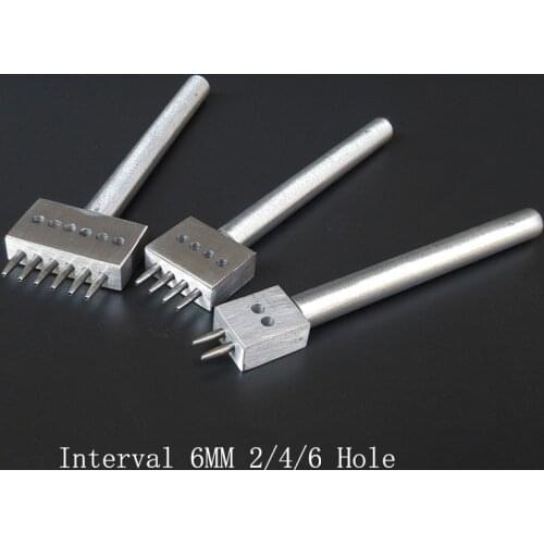 3 Pcs / Set 2/4/6 Hole 6MM Spacing Punch Tool For Leather Lacing Stitching Sewing DIY Pro Craft Handmade Practical