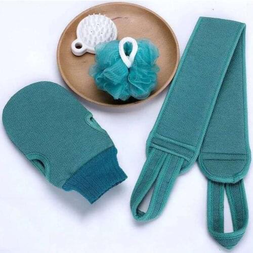 3pcs/Set Thickened Lengthened Bath Ball&Belt&Glove Back Rubbings Strip Strong Decontamination Foaming Net Ball Suit Back