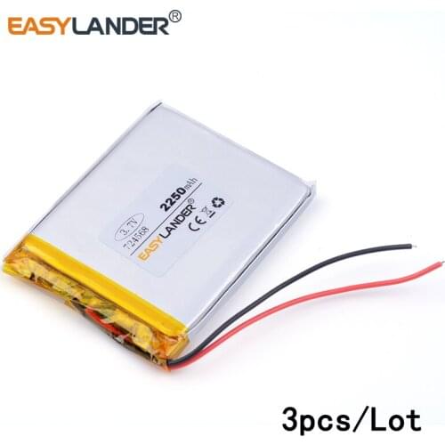 3pcs /Lot 2250mAH 724568 3.7v lithium Li ion polymer rechargeable battery for tablet pc GPS mp3 mp4 cell phone speaker toys