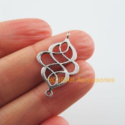 35 New Chinese Knot Charms Flower Connectors Tibetan Silver Tone 17x27mm