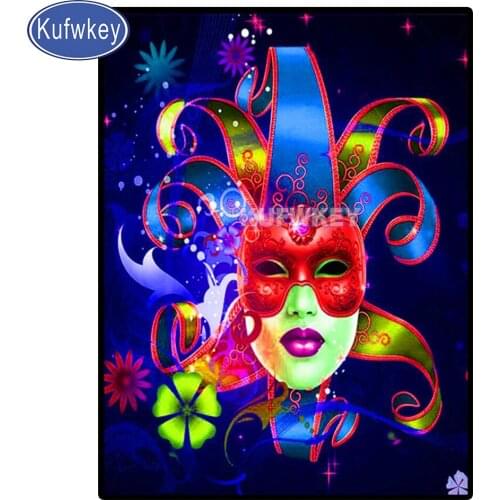 5D Diamond Painting Red Mask Woman Pictures Full Round/Square 3D Cross Stitch Kits Portrait DIY Diamond Embroidery Top Gift