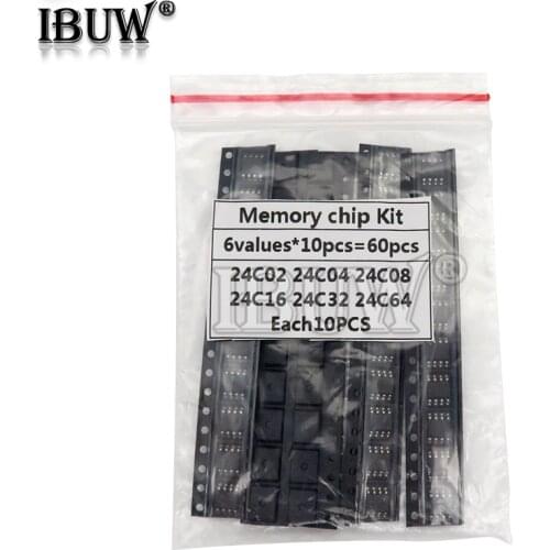 60PCS = 6 kinds * 10 PCS 24C02 24C04 24C08 24C16 24C32 24C64 sop kit Each 10PCS (12-21) igmopnrq