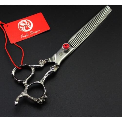 628# 7.0'' Brand Purple Dragon Professional Hairdressing Scissors JP 440C Barbers Cats Dogs Pets Thinning Scissors Hair Shears