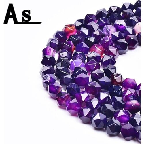 Asingeloo Natural Blue Stone Beads Faceted Purple Quartz Onyx Supplies For Jewelry Making Bracelet
