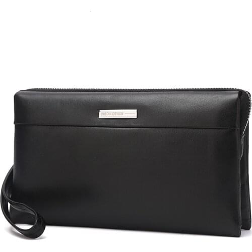 Bison Denim Men Long Clutch Handy Bag Moneder Male Leather Purse Mens Clutch Bags Zipper Mens Long credit card holder wallet
