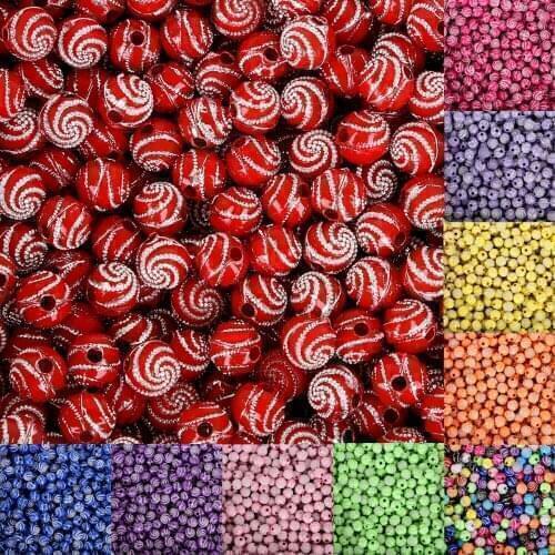 100pcs 8mm Cheap Fashion Acrylic Beads Round Spiral Pattern Beads Loose Spacer Beads For Jewelry Making DIY Bracelet Necklace