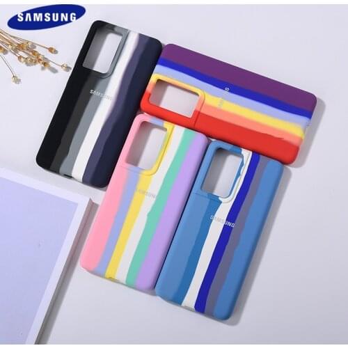 Samsung Galaxy S21 Ultra Silky Rainbow Phone Shell Liquid Silicone Case For S21 Plus S21+ Color Drew Cute Back Protective Cover