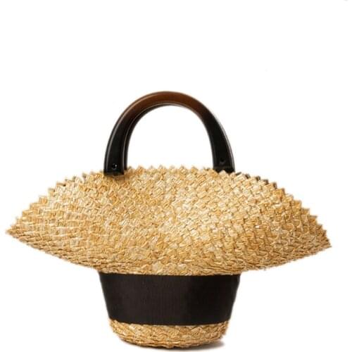 New style retro webbing decorated wheat straw straw bag travel beach handbag