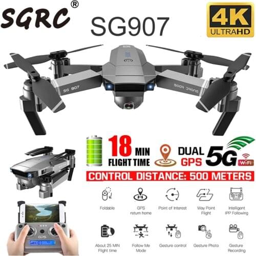 ZLRC SG907 GPS Drone with 4K HD Dual Camera Wide Angle Anti-shake WIFI FPV RC Quadcopter Foldable Drones Professional Follow Me