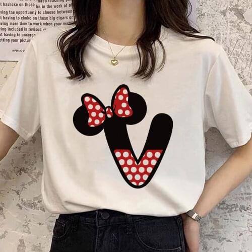 Disney Minnie Mouse Letter Font Printing Femme Graphic Women T Shirt Harajuku Summer Tshirt Streetwear Tops Short Sleeve Tees
