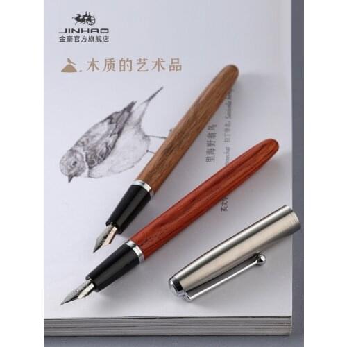 Jinhao New Wooden Fountain Pen High Quality 0.5mm Nib 2 Colors Luxury Wood Ink Pens Business Gifts Writing Office School Supplie