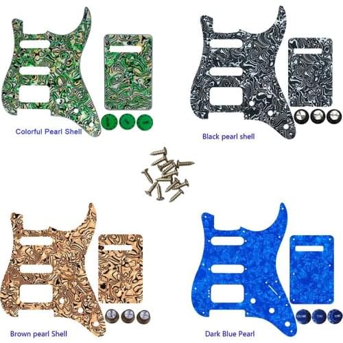 Quality Guitar Parts -For US Fd 11 Screw Holes MIM Start SSH Humbucker Guitar Pickguard & Back Plate & Control Knob