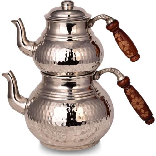 HANDMADE COPPER CLASSIC TEAPOT MIDDLE HAND FORGED NICKEL
