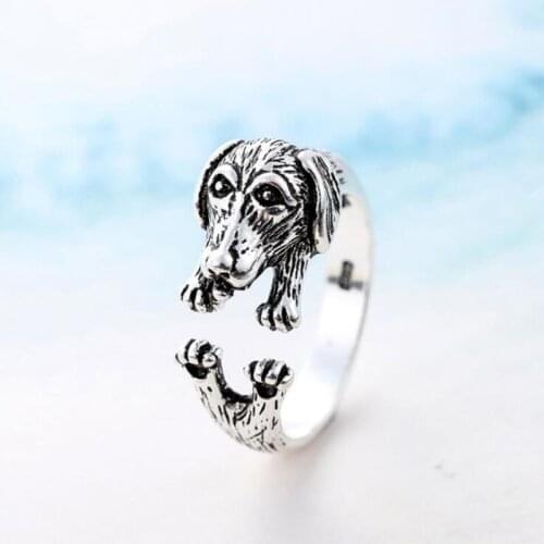 Personality Retro New Exquisite Gift Puppy Cute Animal 925 Sterling Silver Jewelry Sweet Thai Silver Dog Opening Rings SR160