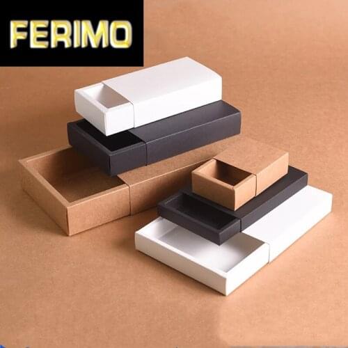 20pcs black white kraft gift drawer paper box for wedding favor gift packaging cardboard box sliding lid cheap gift box carton