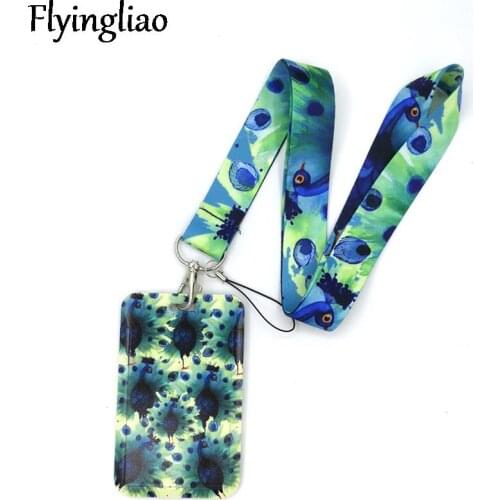 Beautiful Elegant Peafowl Feather Lanyard for Phone Cool Neck Strap Lanyard for Camera Whistle ID Badge Cute webbings ribbons