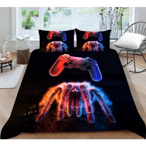Colorful Spider and Gamepad Printing Duvet cover with pillowcases Bedding set Home Decor for kids Bedroom