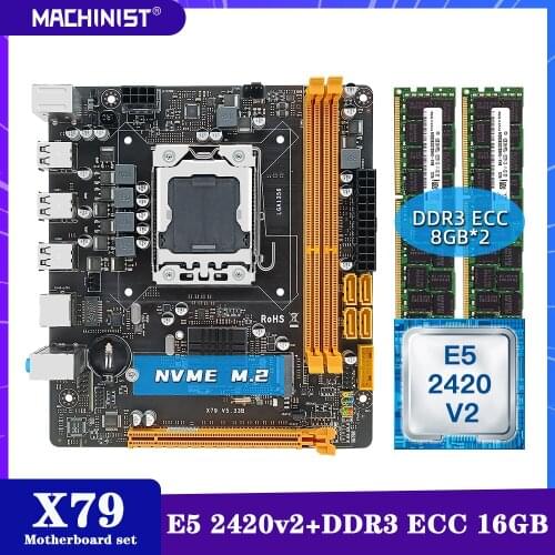 MACHINIST X79 Motherboard Set Kit LGA 1356 With Xeon E5 2420 V2 Processor DDR3 ECC 16GB(2*8GB)RAM Memory Mini DTX X79-5.33B