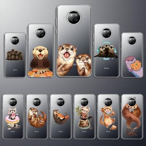 Cute cartoon otter Phone Case Transparent for Xiaomi mi Redmi note 10 t 8 9 pro lite 11 Samsung S 8 9 10 20