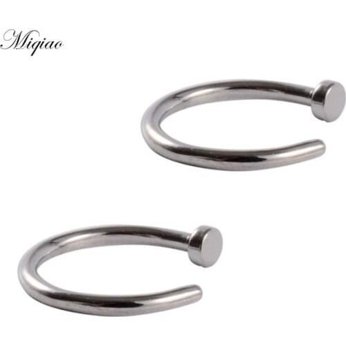 Miqiao 2pcs Trendy Personality Multifunctional Curved Rod C-shaped Nose Ring Lip Ring Body Exquisite Piercing Nose Decoration