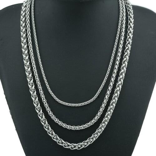 Fashion 3/5/7/ Men Women Stainless Steel Wheat Necklace Link Chain
