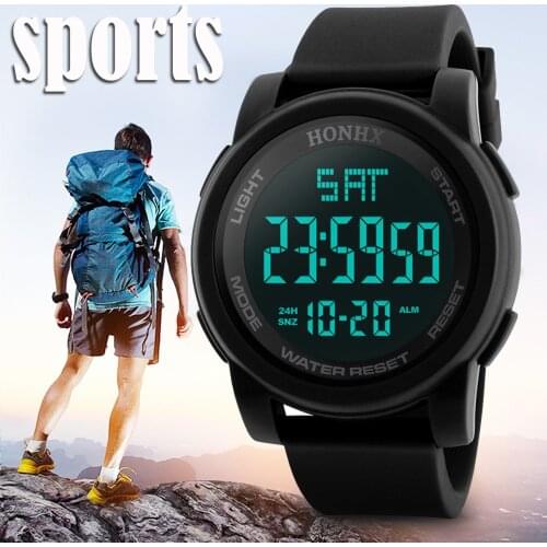 Fashion Mens LED Camping Out Digital Stopwatch Quartz Military Luxury Sport Date Watch Fitness Button Custom Dial Wrist Watch