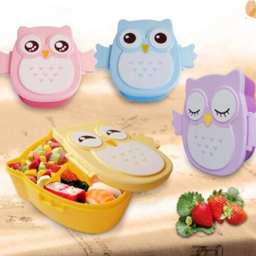 Cartoon Owl Portable Bento Box Food Container Storage Box Kids Student Lunch Box SuShi Fruit Container With Compartments Case