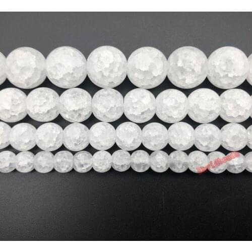 Natural white dull polishing crack quartz crystals AAA 6 8 10 12mm Frizzling Rock popcorn stone Loose beads jewelry making