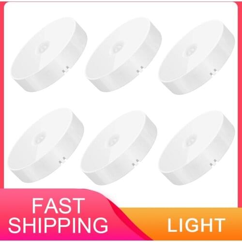 6 Pcs Motion Sensor LED Night Light USB Rechargeable Energy-saving Intelligent Body Induction Lamp For Bedroom Washroom Stairs