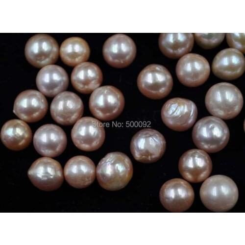 Wholesale 20 pcs 10-12mm Baroque near round Furrow Kasumi loose pearl Jewelry half drilled