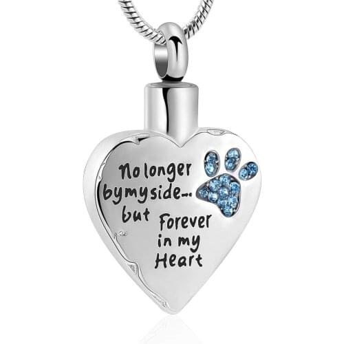 Memorial Jewelry No longer by my side,But forever in my heart carved locket cremation Urn necklace for Pet Dog Cats
