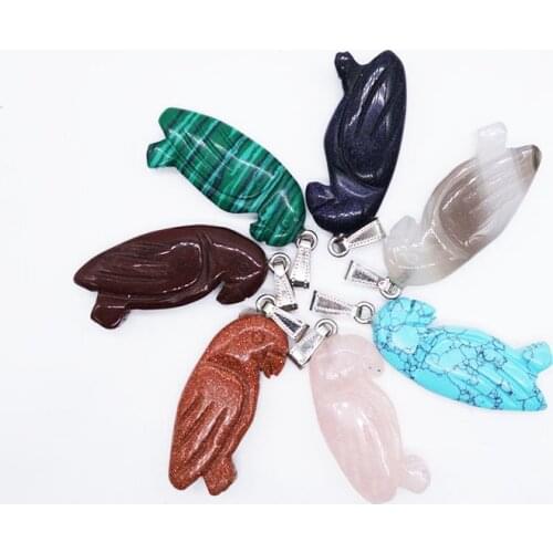 Wholesale Hot Selling Mixed Color Fashion Natural Stone Bird Pendant For Charms Necklace Jewelry 12pcs/lot Free