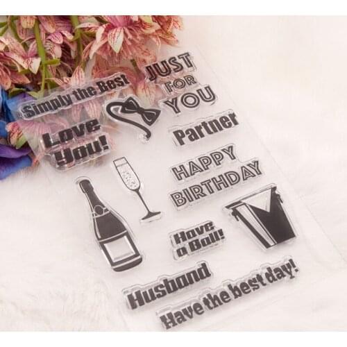 DIY Wine Bottle Printing Clear Stamp, Silicone Embossing Mold for Paper Card and Craft Gift Making 85DA