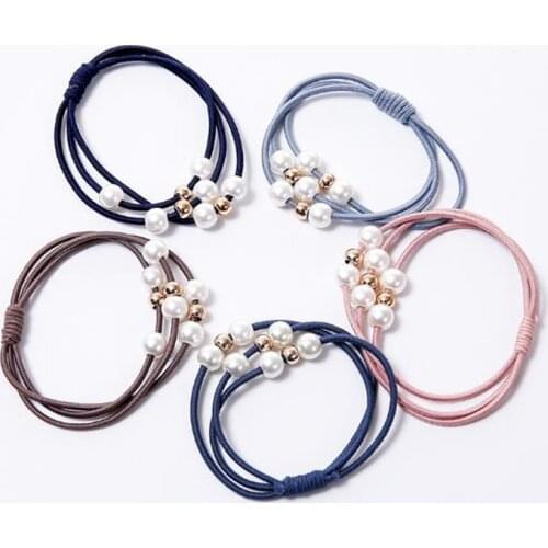 Girls Sweet Pearl Elastic Hair Bands Princess Ponytail Holder Gum For Hair Scrunchies Headband Rubber Band Kids Hair Accessories
