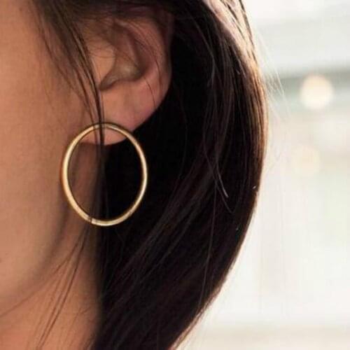 RONGBIN New Simple Korean Fashion Aros Big Round Circle Stud Earrings for Women Geometric Ear Hoops Earing Brincos Jewelry Gift