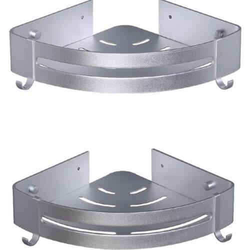 Bathroom Shelves Silver Bathroom Accessories Shower Corner Shelf Shampoo Storage Rack Basket Holder Space Aluminum Wall Mounted