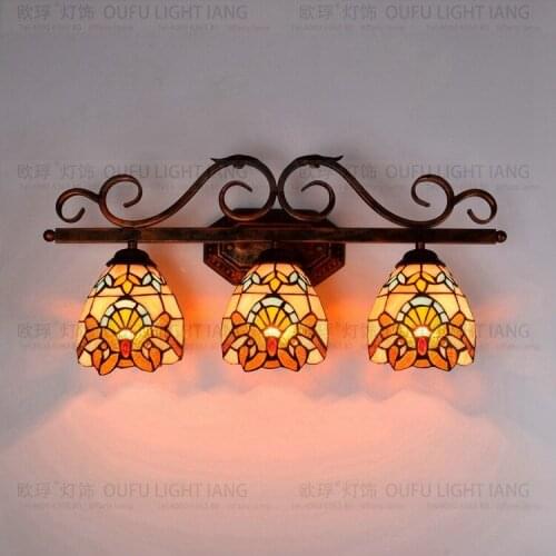 Tiffany Baroque vintage Stained Glass Iron Mermaid wall lamp indoor lighting bedside lamps wall lights for home AC 110V/220V E27