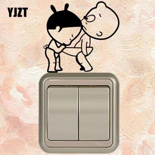 YJZT Funny Cute Sticker Boy Girl Vinyl Wall Stickers Livingroom Light Switch Decals 8SS-2640