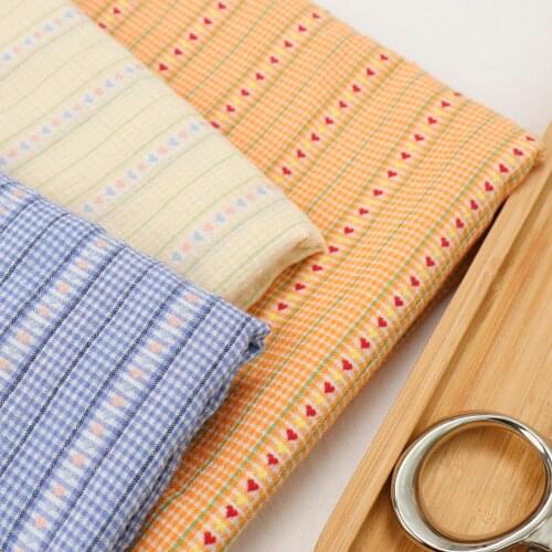 Jacquard Polyester Cotton Fabric By The Per Meter for Princess Kids' Shirt Dress Clothing Sewing Striped Cute Heart-shaped Cloth