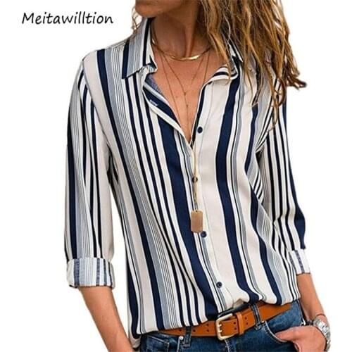 5XL Women Striped Print Boho Blouse 2020 Casual V-Neck Long Sleeve Blouse Shirt Plus Size Lady Office Tops