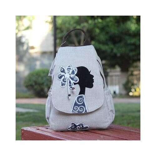 New coming national shopping string appliques backpacks!Hot bohemian prints women zipper&hasp backrack All-match casual backruck