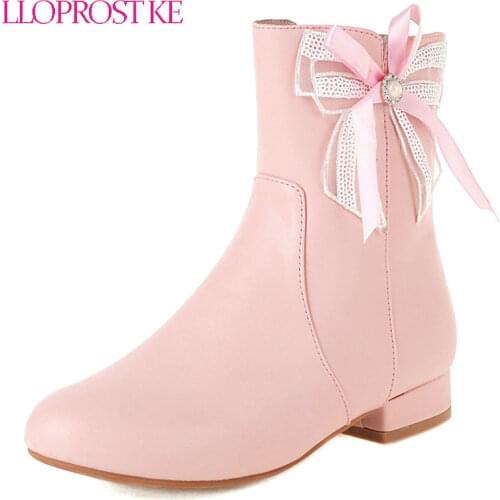 Lloprost ke 2021 Big size 28-48 women sweet boots square heels round toe ankle boots winter fashion short boots ladies shoes