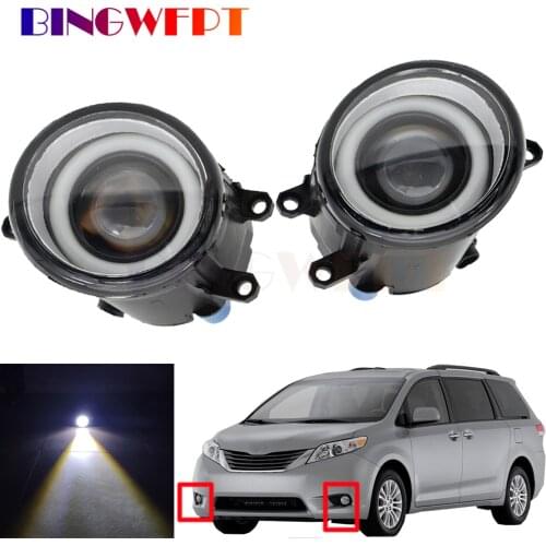 2 X Angel Eye Fog Light Assembly For Toyota Sienna 2009-2013 Car LED DRL Fog Daytime Running Light Accessories
