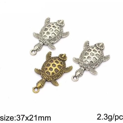 25pcs 37x21mm Antique Bronze /Antique Silver Tortoise Charms Pendants